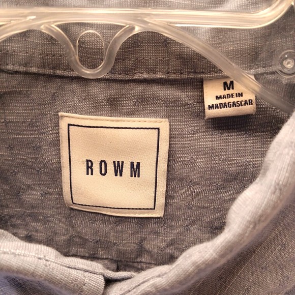 Rowm Shirt Men M Light Blue Button Down Short Sleeve 100% Cotton Lightweight - Picture 8 of 9